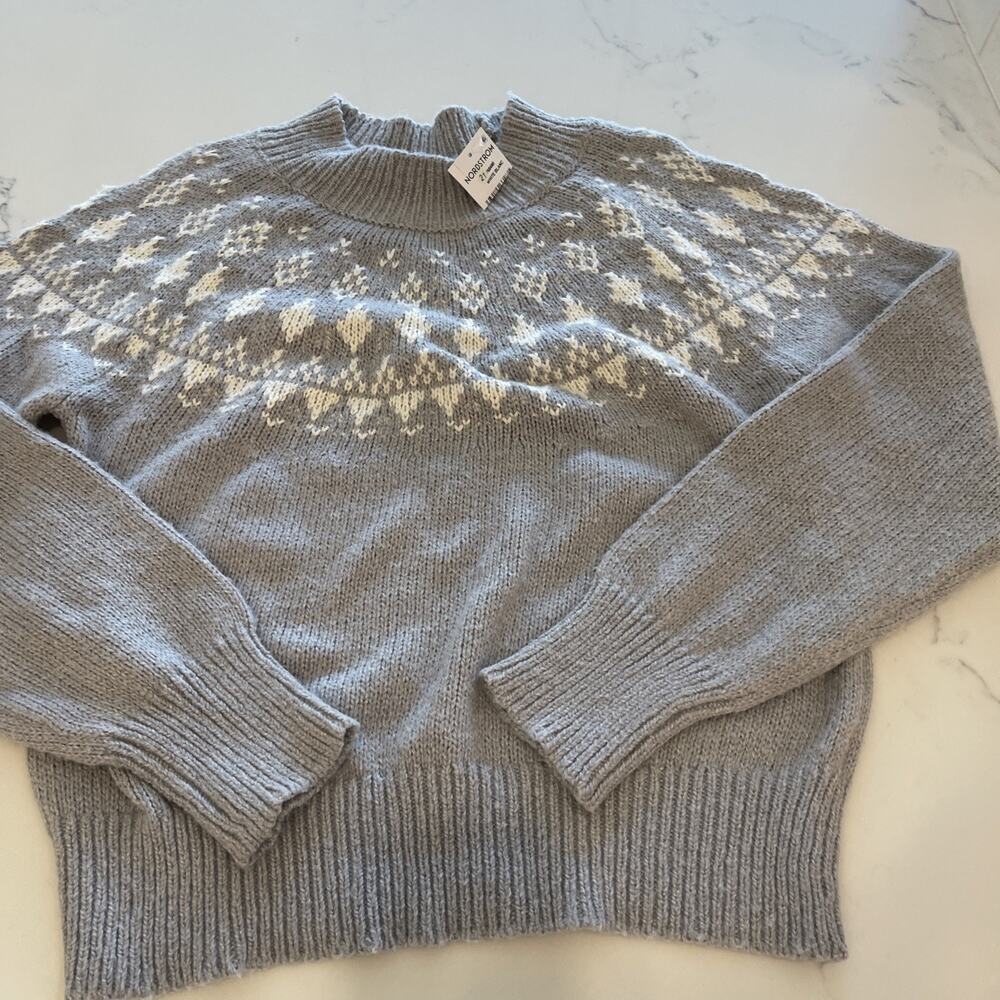 Melrose‎ and Market Fair Aisle Women’s Sweater Gray Size Medium NWT